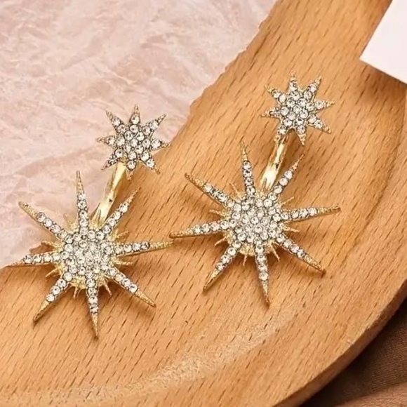 NEW! Starburst Rhinestone Earrings - Picture 2 of 3